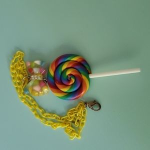 Rainbow lollipop charm necklace